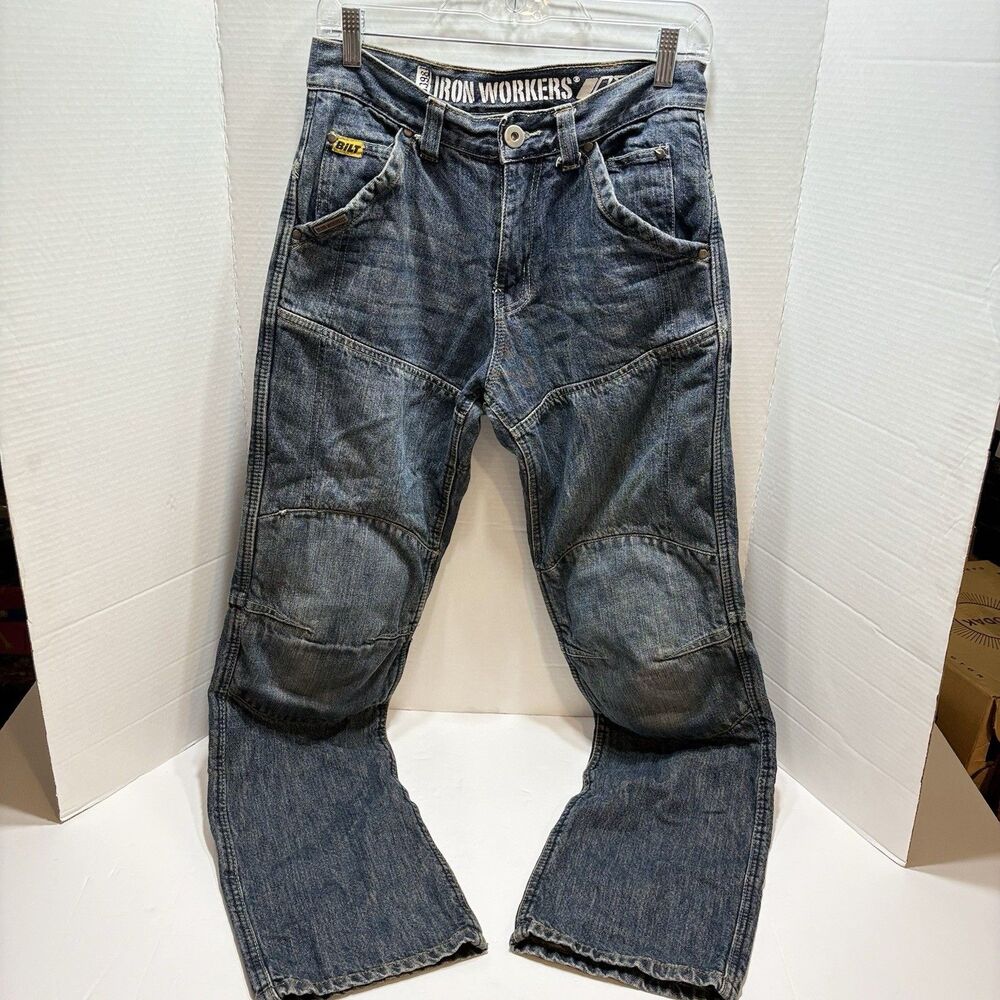 Iron Workers Jeans Mens 28x31 Reinforced Padded Workwear Distressed Pants